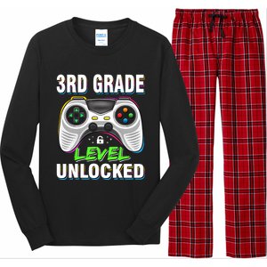 Level 3rd Grade Unlocked Back To School First Day Boy Girl Long Sleeve Pajama Set