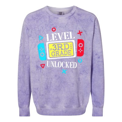 Level 3rd Grade Unlocked Third Back To School Gamer Boy Girl Colorblast Crewneck Sweatshirt