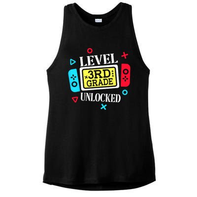 Level 3rd Grade Unlocked Third Back To School Gamer Boy Girl Ladies PosiCharge Tri-Blend Wicking Tank