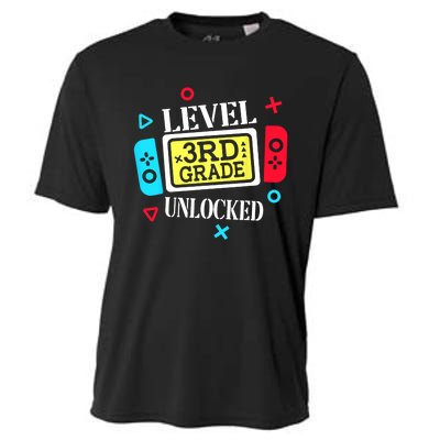 Level 3rd Grade Unlocked Third Back To School Gamer Boy Girl Cooling Performance Crew T-Shirt