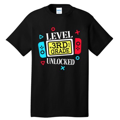 Level 3rd Grade Unlocked Third Back To School Gamer Boy Girl Tall T-Shirt