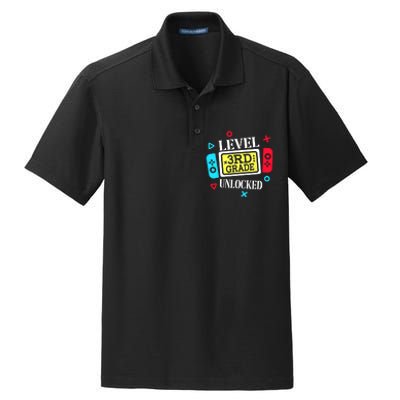 Level 3rd Grade Unlocked Third Back To School Gamer Boy Girl Dry Zone Grid Polo