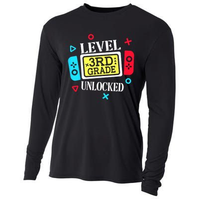 Level 3rd Grade Unlocked Third Back To School Gamer Boy Girl Cooling Performance Long Sleeve Crew