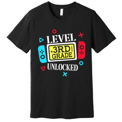 Level 3rd Grade Unlocked Third Back To School Gamer Boy Girl Premium T-Shirt