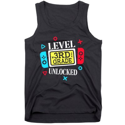 Level 3rd Grade Unlocked Third Back To School Gamer Boy Girl Tank Top