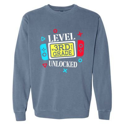 Level 3rd Grade Unlocked Third Back To School Gamer Boy Girl Garment-Dyed Sweatshirt