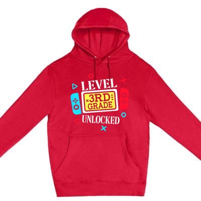 Level 3rd Grade Unlocked Third Back To School Gamer Boy Girl Premium Pullover Hoodie