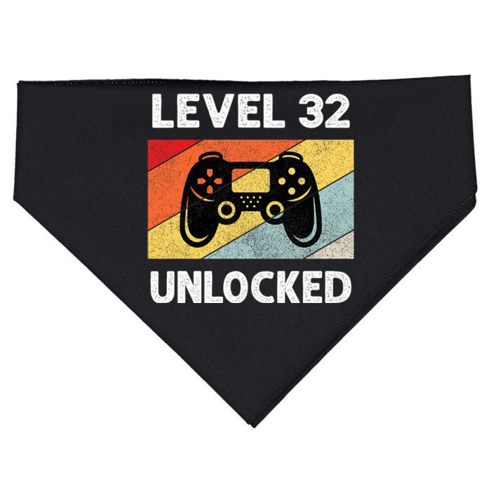 Level 32 Unlocked Turning 32 Years Old USA-Made Doggie Bandana