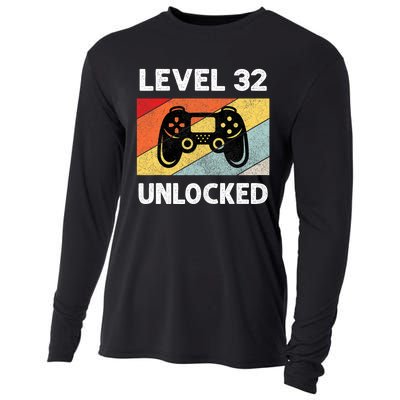 Level 32 Unlocked Turning 32 Years Old Cooling Performance Long Sleeve Crew