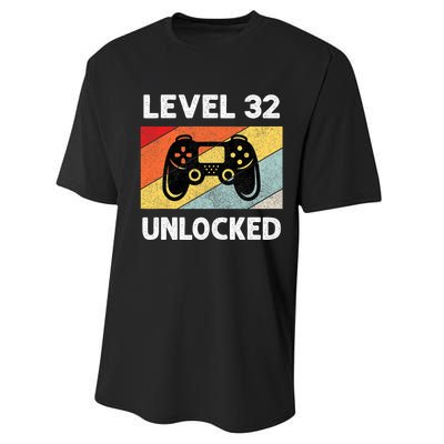 Level 32 Unlocked Turning 32 Years Old Performance Sprint T-Shirt