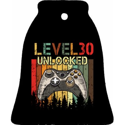 Level 30 Unlocked Video Game 30th Birthday Ceramic Bell Ornament