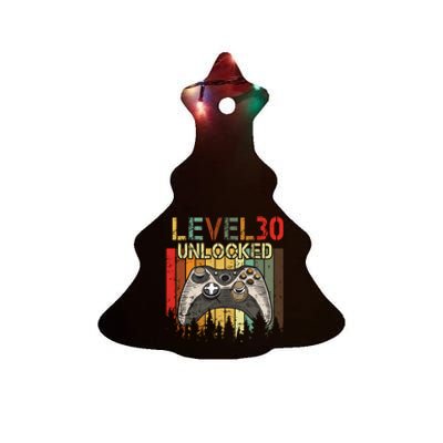 Level 30 Unlocked Video Game 30th Birthday Ceramic Tree Ornament