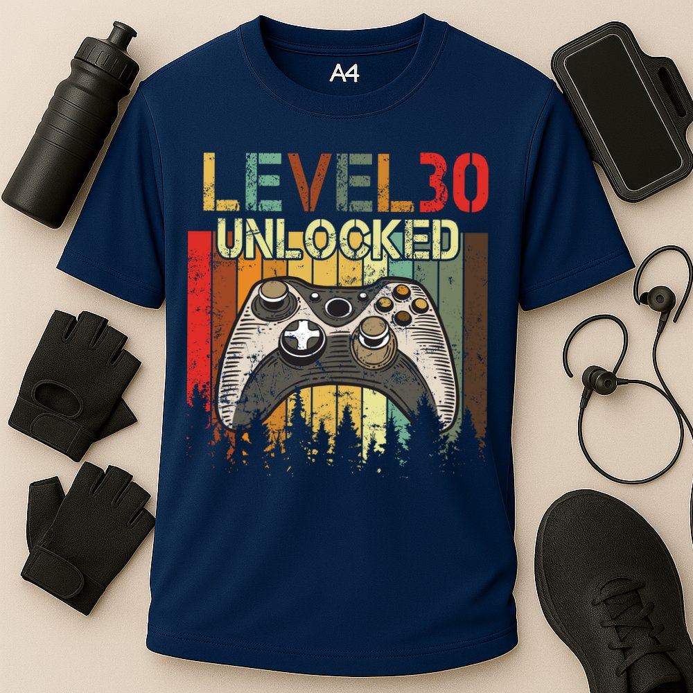 Level 30 Unlocked Video Game 30th Birthday Cooling Performance Crew T-Shirt