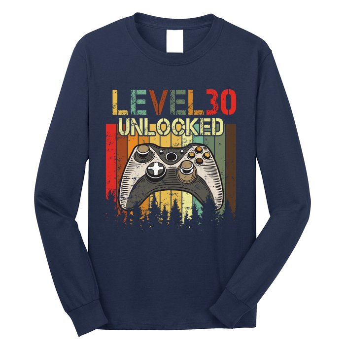 Level 30 Unlocked Video Game 30th Birthday Long Sleeve Shirt