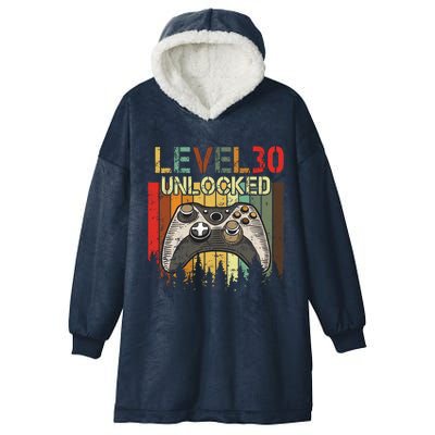 Level 30 Unlocked Video Game 30th Birthday Hooded Wearable Blanket