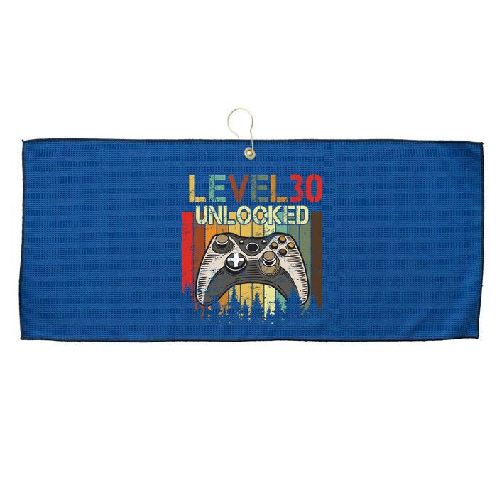 Level 30 Unlocked Video Game 30th Birthday Large Microfiber Waffle Golf Towel