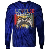 Level 30 Unlocked Video Game 30th Birthday Tie-Dye Long Sleeve Shirt