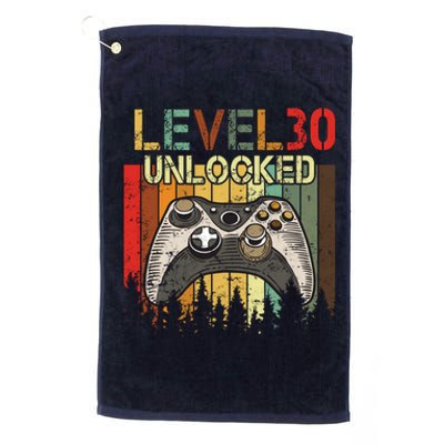 Level 30 Unlocked Video Game 30th Birthday Platinum Collection Golf Towel