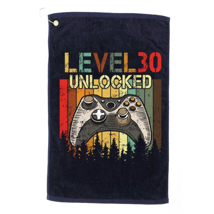 Level 30 Unlocked Video Game 30th Birthday Platinum Collection Golf Towel