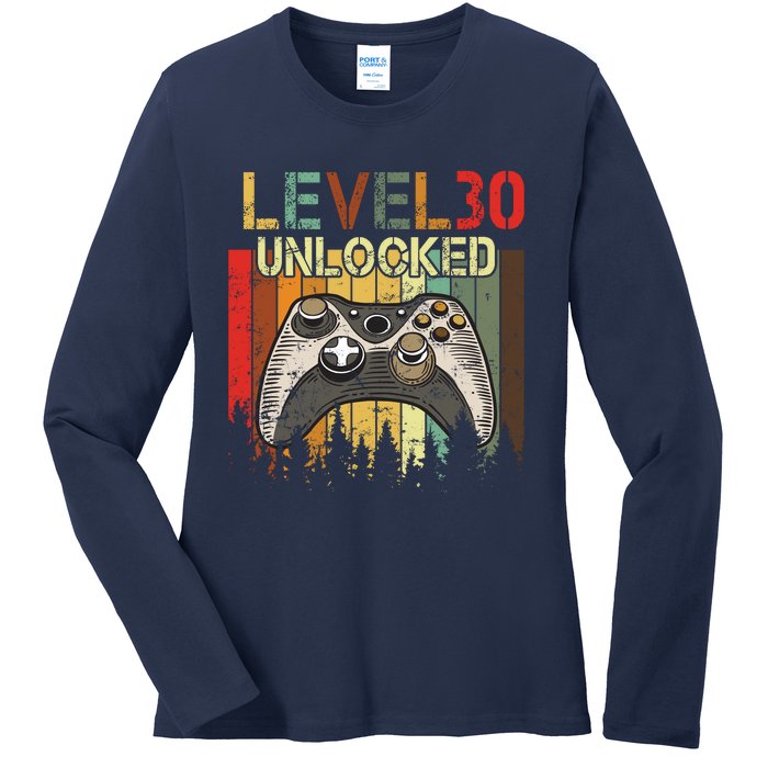 Level 30 Unlocked Video Game 30th Birthday Ladies Long Sleeve Shirt