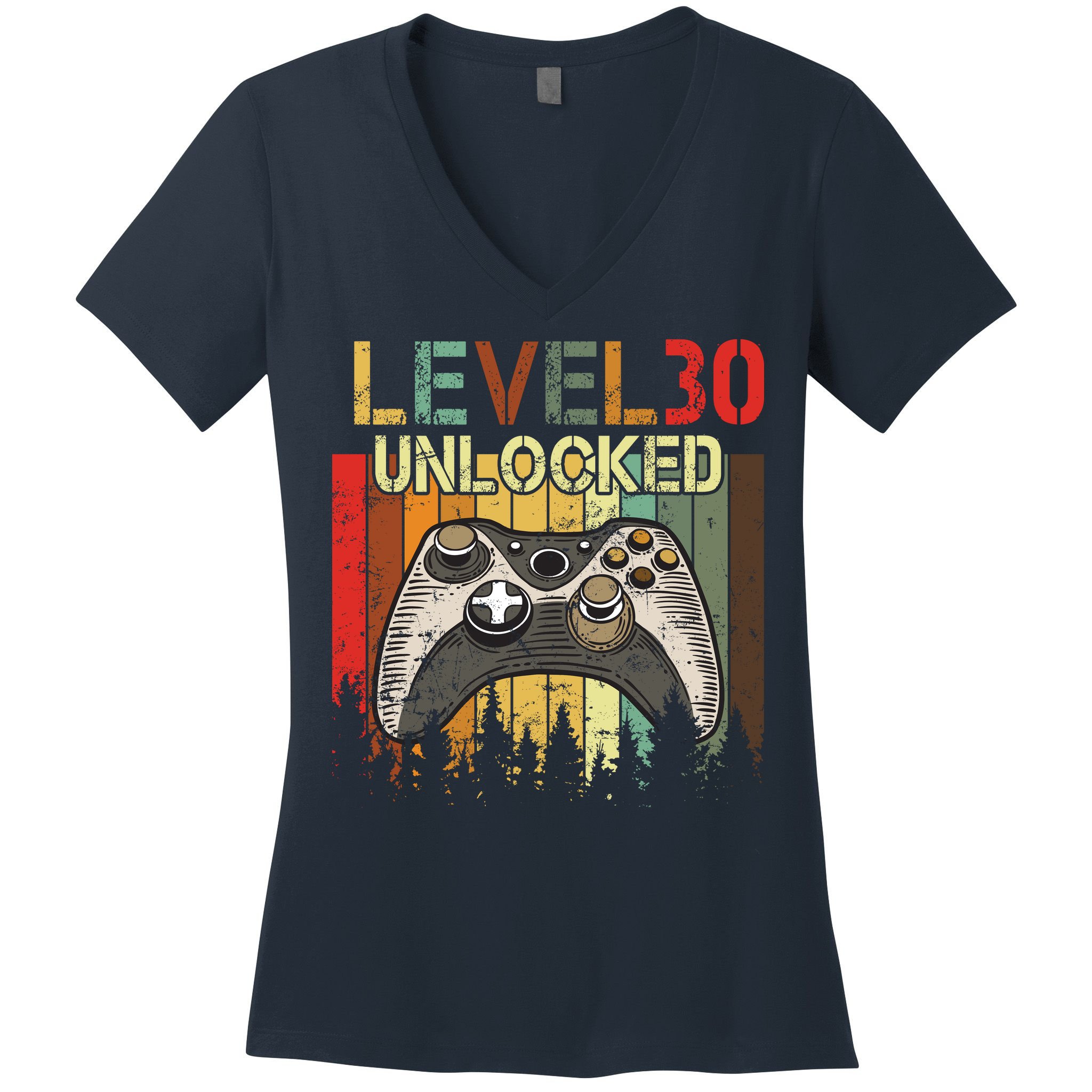 Level 30 Unlocked Video Game 30th Birthday Women's V-Neck T-Shirt