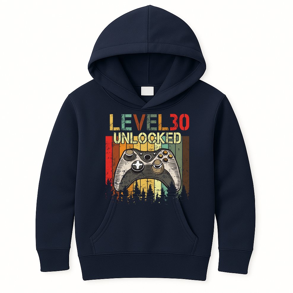 Level 30 Unlocked Video Game 30th Birthday Kids Hoodie