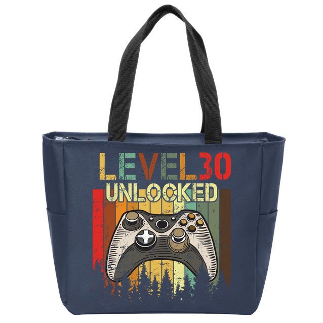 Level 30 Unlocked Video Game 30th Birthday Zip Tote Bag