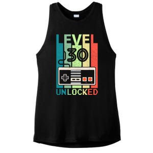 Level 30 Unlocked Video Gamer 30th Birthday Gifts Ladies PosiCharge Tri-Blend Wicking Tank