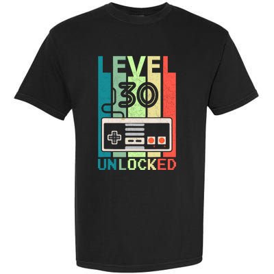 Level 30 Unlocked Video Gamer 30th Birthday Gifts Garment-Dyed Heavyweight T-Shirt