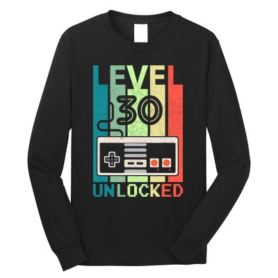 Level 30 Unlocked Video Gamer 30th Birthday Gifts Long Sleeve Shirt