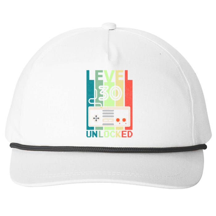 Level 30 Unlocked Video Gamer 30th Birthday Gifts Snapback Five-Panel Rope Hat