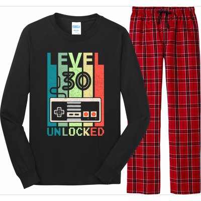 Level 30 Unlocked Video Gamer 30th Birthday Gifts Long Sleeve Pajama Set