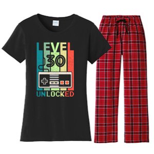 Level 30 Unlocked Video Gamer 30th Birthday Gifts Women's Flannel Pajama Set