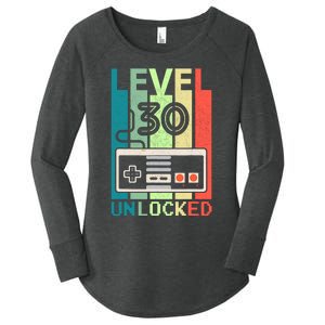 Level 30 Unlocked Video Gamer 30th Birthday Gifts Women's Perfect Tri Tunic Long Sleeve Shirt