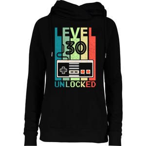 Level 30 Unlocked Video Gamer 30th Birthday Gifts Womens Funnel Neck Pullover Hood