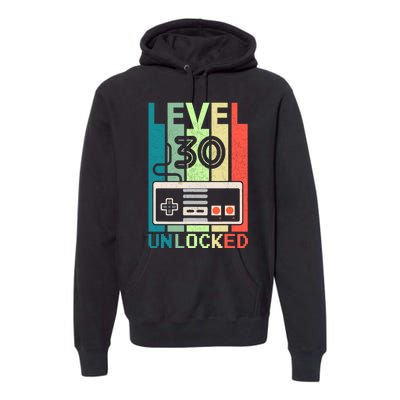 Level 30 Unlocked Video Gamer 30th Birthday Gifts Premium Hoodie