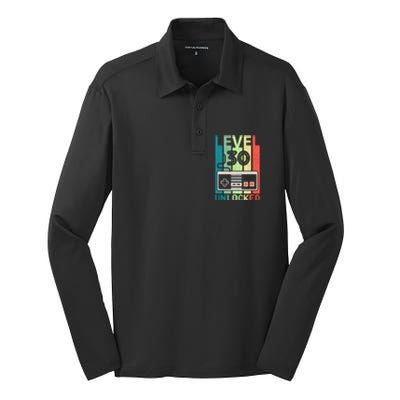 Level 30 Unlocked Video Gamer 30th Birthday Gifts Silk Touch Performance Long Sleeve Polo