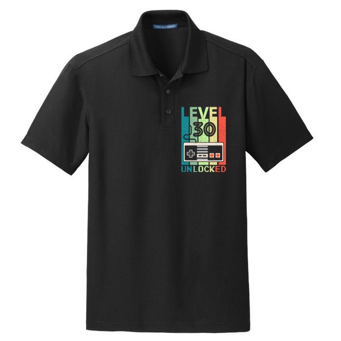 Level 30 Unlocked Video Gamer 30th Birthday Gifts Dry Zone Grid Polo