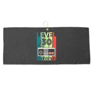 Level 30 Unlocked Video Gamer 30th Birthday Gifts Large Microfiber Waffle Golf Towel