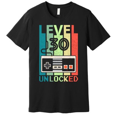 Level 30 Unlocked Video Gamer 30th Birthday Gifts Premium T-Shirt