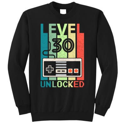 Level 30 Unlocked Video Gamer 30th Birthday Gifts Tall Sweatshirt