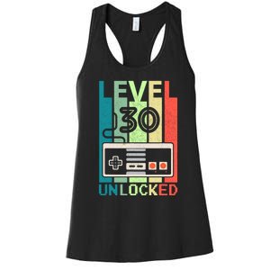 Level 30 Unlocked Video Gamer 30th Birthday Gifts Women's Racerback Tank