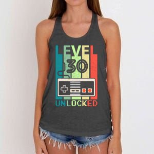 Level 30 Unlocked Video Gamer 30th Birthday Gifts Women's Knotted Racerback Tank