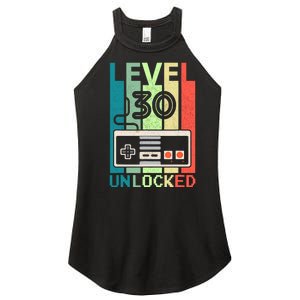 Level 30 Unlocked Video Gamer 30th Birthday Gifts Women's Perfect Tri Rocker Tank