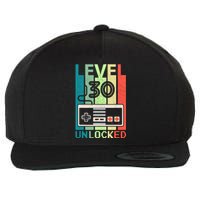 Level 30 Unlocked Video Gamer 30th Birthday Gifts Wool Snapback Cap