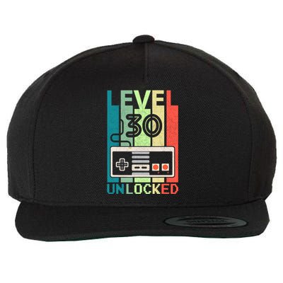 Level 30 Unlocked Video Gamer 30th Birthday Gifts Wool Snapback Cap