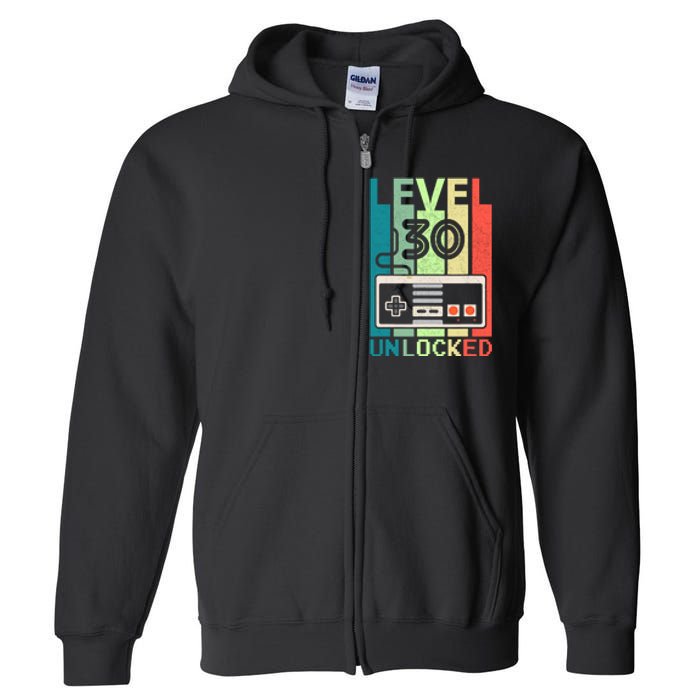 Level 30 Unlocked Video Gamer 30th Birthday Gifts Full Zip Hoodie