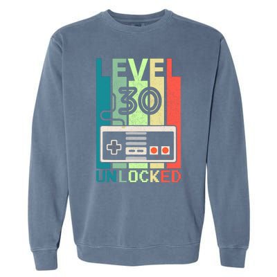 Level 30 Unlocked Video Gamer 30th Birthday Gifts Garment-Dyed Sweatshirt