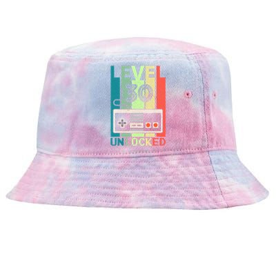 Level 30 Unlocked Video Gamer 30th Birthday Gifts Tie-Dyed Bucket Hat