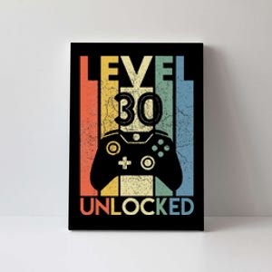 Level 30 Unlocked Funny Video Gamer 30th Birthday Gift Canvas